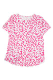 Leopard Print Textured Knit Short Sleeve Plus Size T Shirt