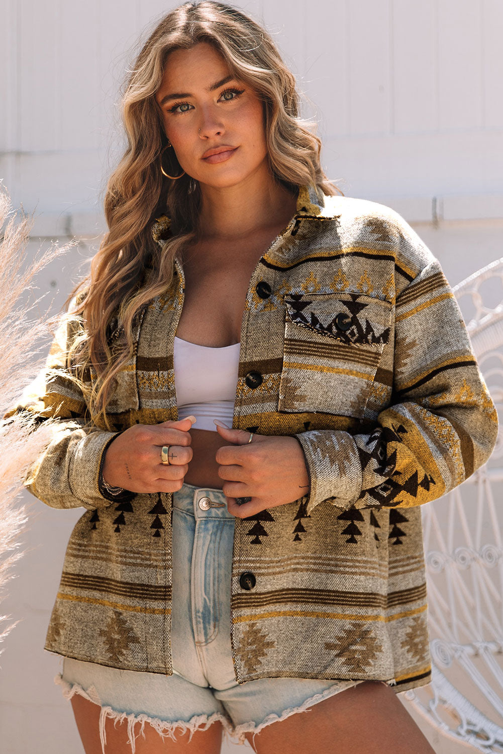 Western Aztec Print Jacket