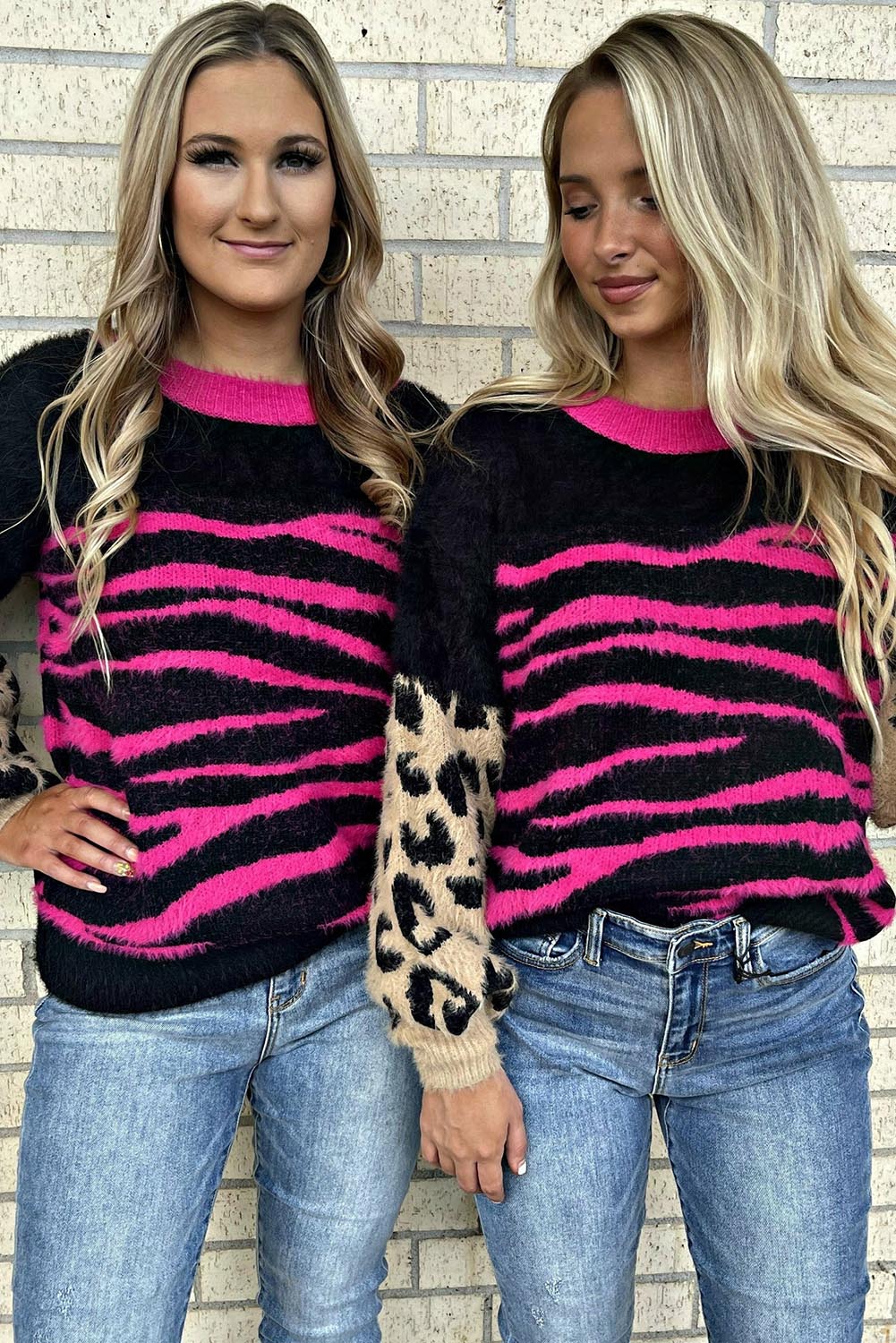 Leopard Zebra Print Pullover Sweater