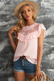 Lace Splicing Ruffled Short Sleeve T-shirt