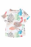 White Animal Watercolor Mixed Print Plus Size Top