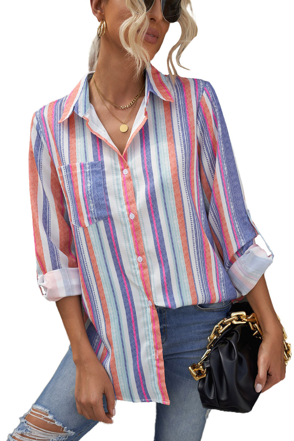 Sweet Enough Striped Button Up Top