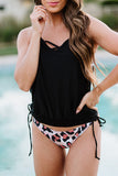 Light Tankini with Stripes Patchwork