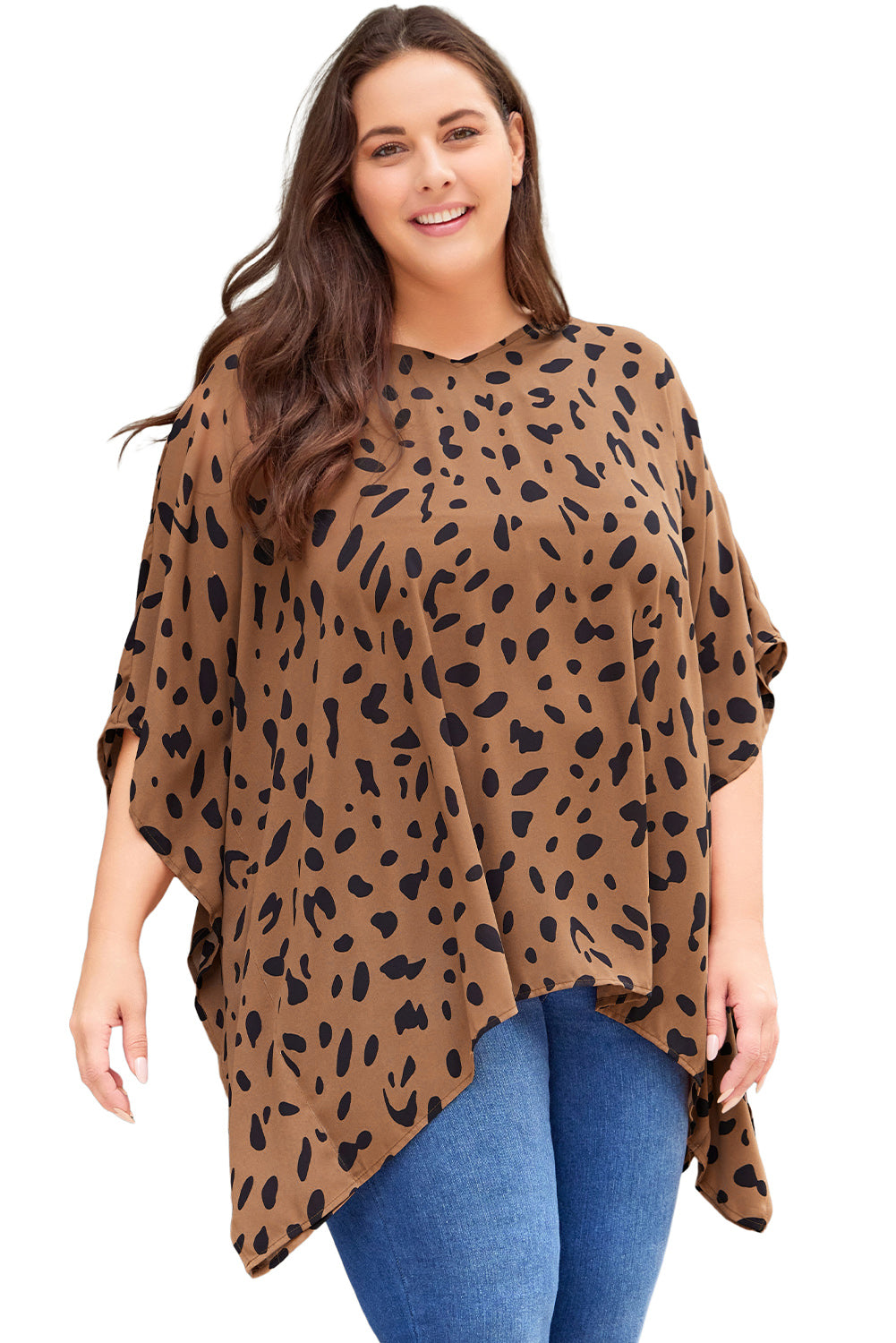 Plus Size Batwing Sleeve Tunic Top