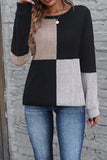 Black Ribbed Color Block Drop Shoulder Long Sleeve Mini Dress