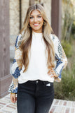 Leopard Color Block Ruffled Blouse