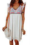 Summer Beach Floral Sleeveless V Neck Mini Dress