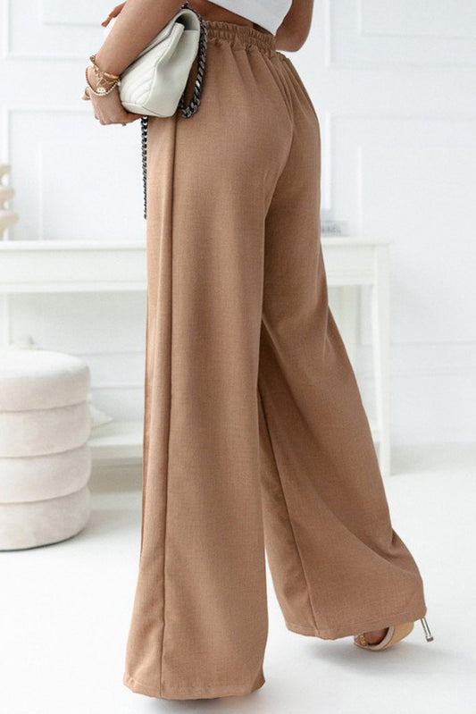 Elastic Waistband Wide Leg Pants