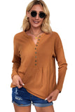 Waffle Knit Half Button Henley Top