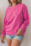 Rose Solid Splicing Loose Pullover Sweatshirt