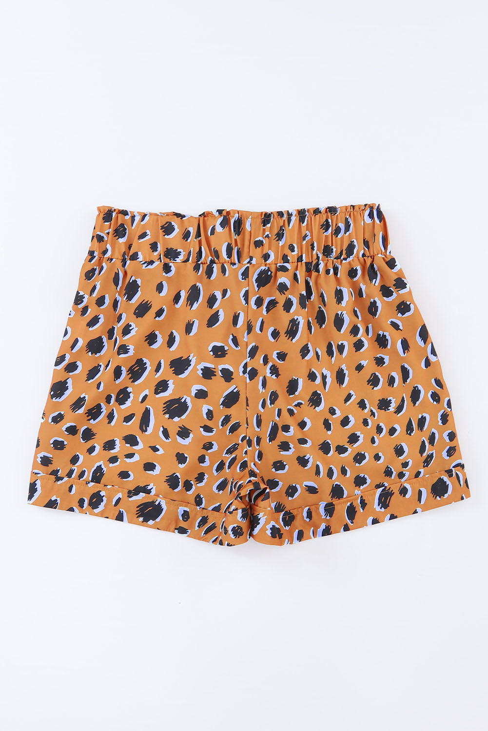 Leopard Print Ruffle Elastic Waist Shorts