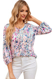 Floral Print Ruffle Sleeve Babydoll Top