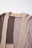 Color Block Loose Open Front Knitted Cardigan