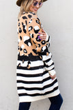 Leopard Striped Mixed Print Open Front Cardigan