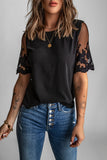 White Floral Lace Sleeve Patchwork Top