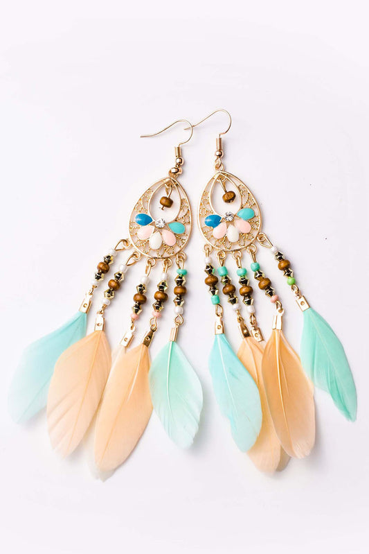 Bohemian Hollow-out Feather Tassel Earrings