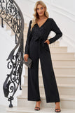 Sequin Fringes V Neck Long Sleeve Jumpsuit