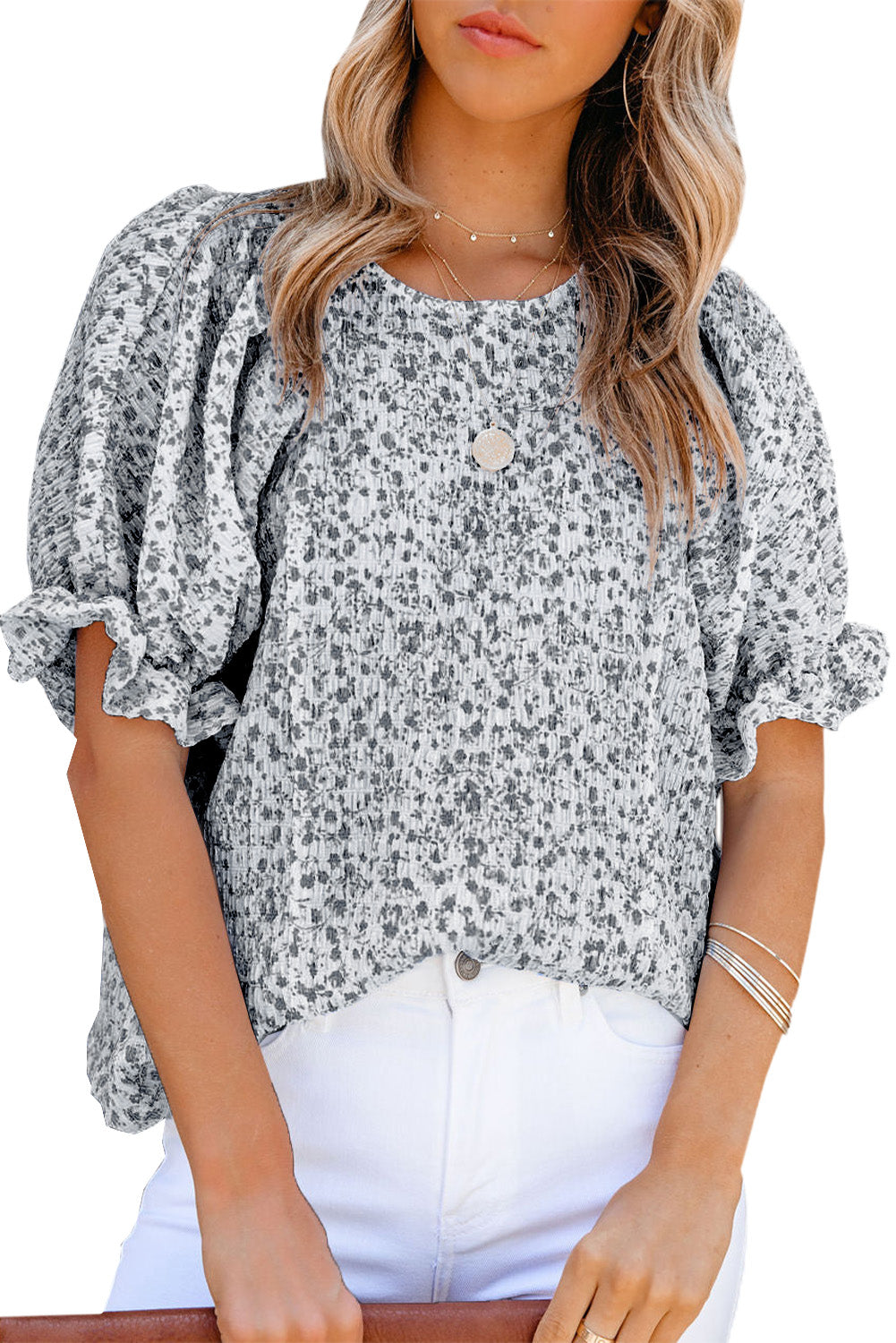 Floral Smocked Puff Sleeve Blouse