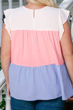 Plus Size Colorblock Ruffle Flowy Top