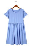 Round Neck Ruffle Sleeve Loose Dress