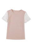 Round Neck Sequin Sleeve T Shirt