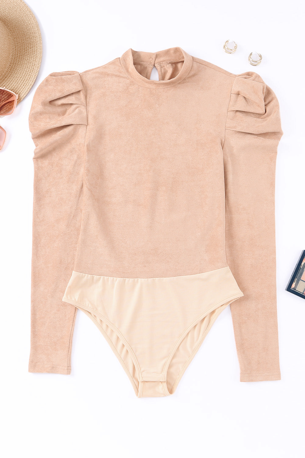 Puff Sleeve Suede Bodysuit