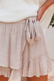 High Waist Frilled Wide Leg Casual Shorts