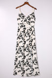 Crossover Hollow-out Maxi Floral Dress with Slit