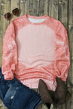 Pink Bleached Round Neck Pullover Sweatshirt