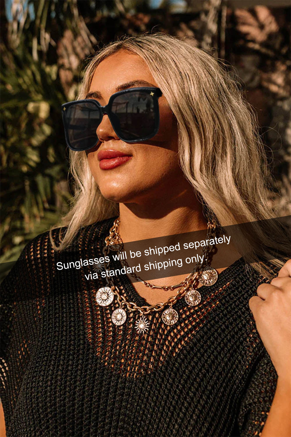 Chain Shaped Frame Square Sunglasses