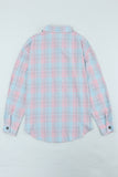 Collared Neckline Plaid Pattern Long Sleeve Shirt