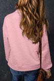 Beige Solid Textured Half Zipper Collared Sweatshirt