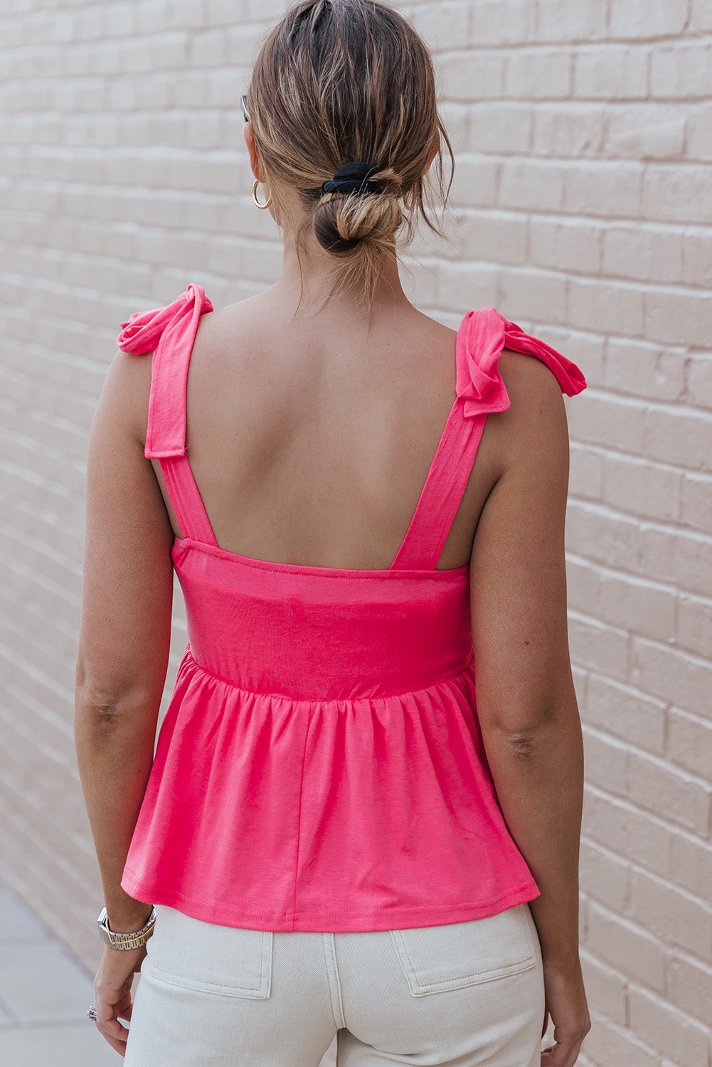 Knotted Straps Peplum Tank Top