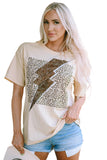 Lightning Leopard Print Graphic T Shirt