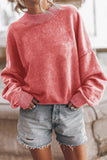 Orange Drop Shoulder Crew Neck Pullover Sweatshirt