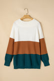 Plus Size Ribbed Trim Color Block Sweater