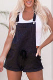 Vintage Washed Drawstring Short Overalls