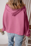 Bonbon Fleece Lined Half Zipper Kangaroo Pockets Loose Hoodie