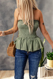 Smocked Peplum Strapless Tank Top