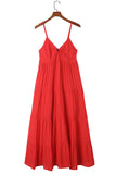 O-ring Smocked Back Spaghetti Straps Tiered Maxi Dress