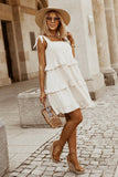 Bow Straps Ruffle Tiered Short Dress