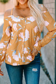 Cold Shoulder Long Sleeve Floral Top