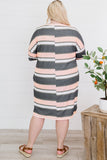 Plus size Striped T-shirt Mini Dress