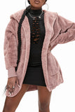 Soft Fleece Hooded Open Front Coat