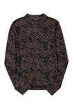 Black Western Rodeo Printed Mock Neck Long Sleeve Mesh Top