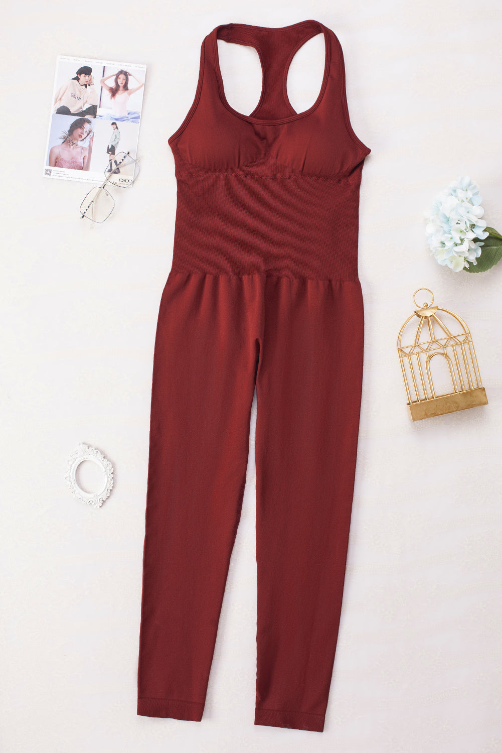 Cutout Racerback Seamless Yoga Jumpsuit