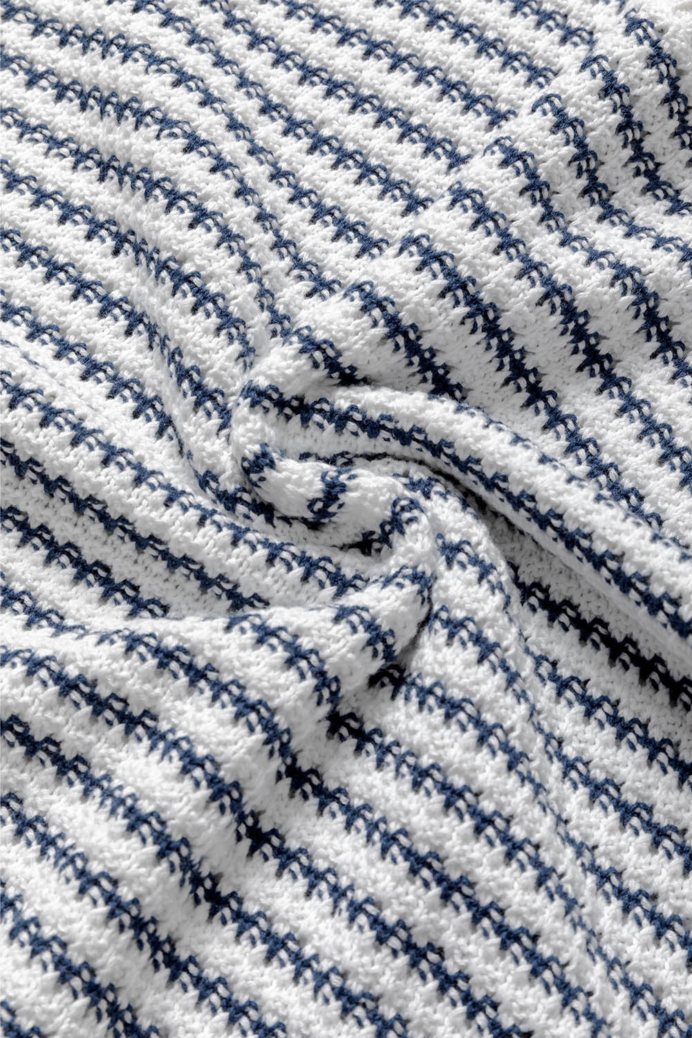 Blue Stripe Ribbed Trim Loose Fit Knitted Sweater Vest