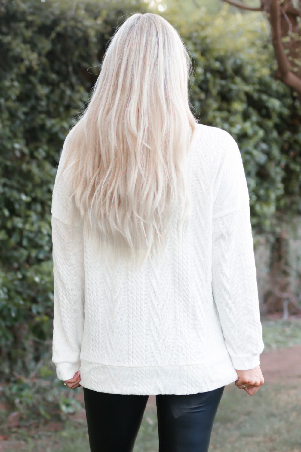 Cowl Neck Textured Sweatshirt