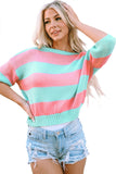 Contrast Striped Drop Shoulder Loose Sweater