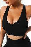 Ribbed U Neck Racer Back Sports Bra